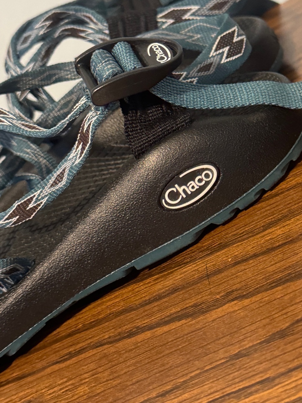 Chaco Women's Patterned Strap Sandals in Teal and Black - Picture 3 of 6